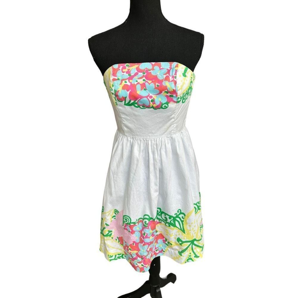 Lilly Pulitzer Lottie Women's Multicolor Strapless Floral Dress Size 0